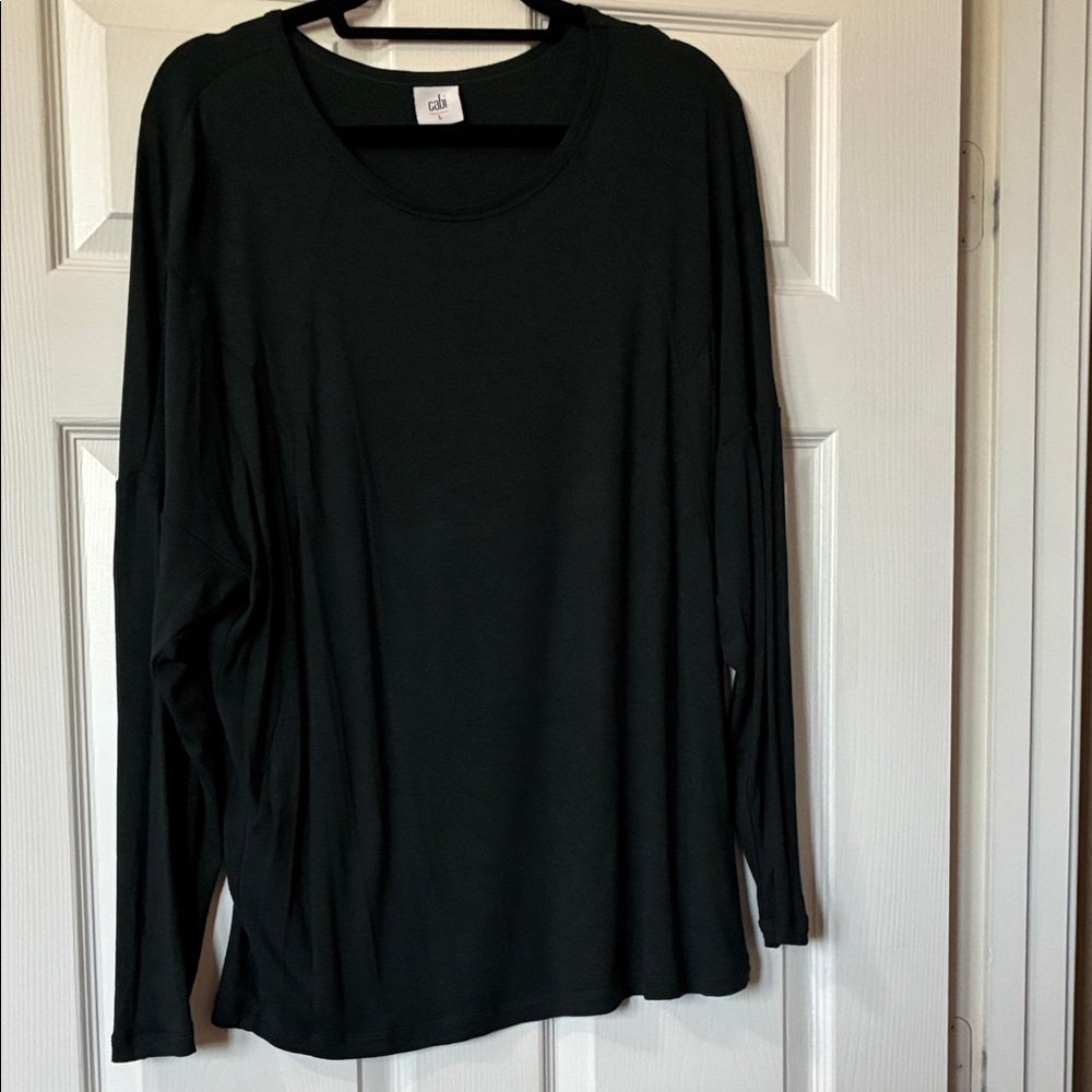 CAbi 4364 Dark Green Long Sleeve Scoop Neck Tee